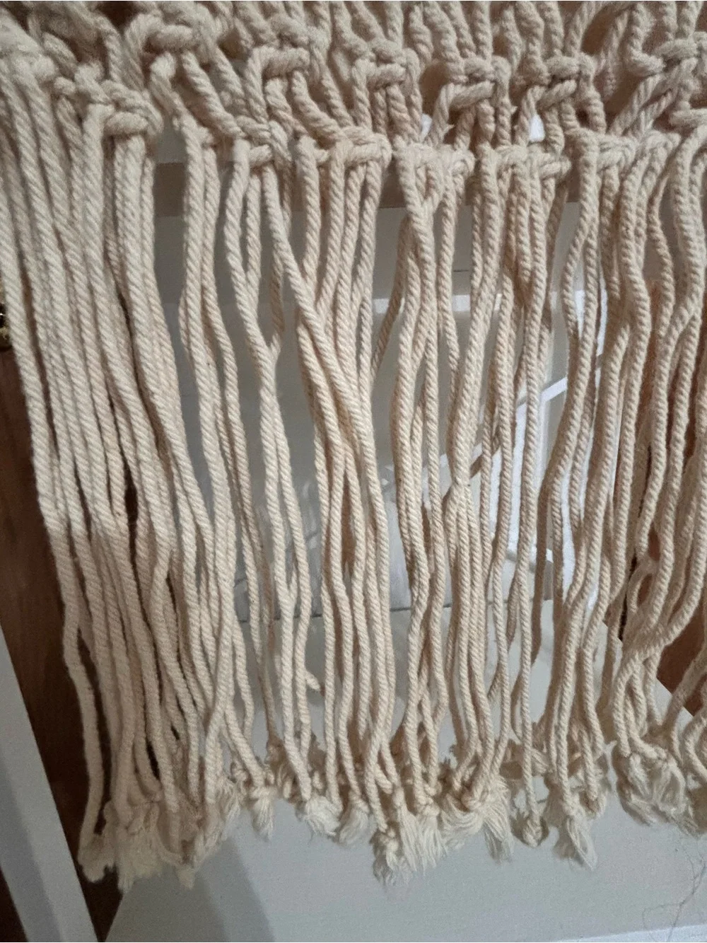 Polo by Ralph Lauren Cream Macramé Fringe Tote